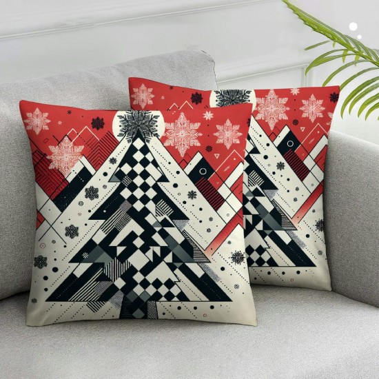Ulloord Emotion Red Christmas Pillow Covers Christmas Decorations Merry Christmas Tree Truck Throw Cushion Case for Home Couch