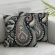 Ulloord Pillow Cover Blue Black Pattern Red White Floral Beautiful Decorative Throw Pillow for Sofa Car Bedding Decoration