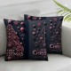 Throw Pillow Covers - Pink Black Pillow Covers Pillow Cases Happy Winter Holiday Pillowcases Couch Cover for Sofa Bedroom Home Outdoor